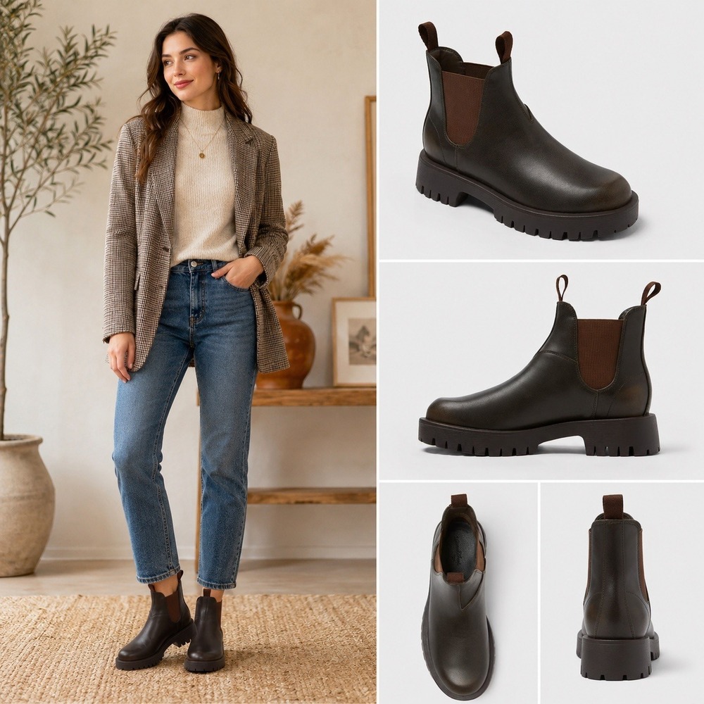 Universal Thread Zora Brown Chelsea Lug Boots 9.5 NWT